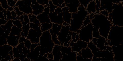 Obraz premium This image features a black background with a texture pattern of orange cracks and veins. Featuring dark, energy, abstract