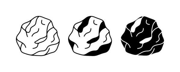 Rock Icons, Stone Illustrations, Pebble Vector Graphics, Natural Elements, Geology Symbols © Mamun