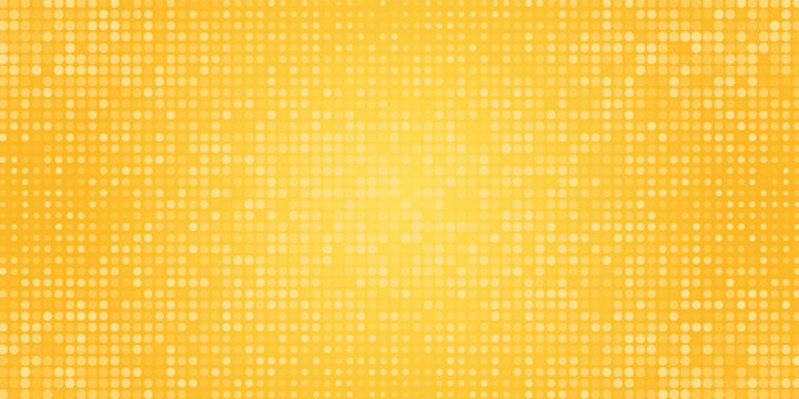 Shining gold disco party pattern background. Iridescent golden sequin mosaic texture. Sparkling yellow halftone wallpaper. Pop up comic glowing glitter backdrop. 70s or 80s vector design template