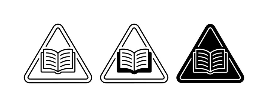 Instruction Manual Symbols, Warning Signs, Information Icons, Vector Graphics Set