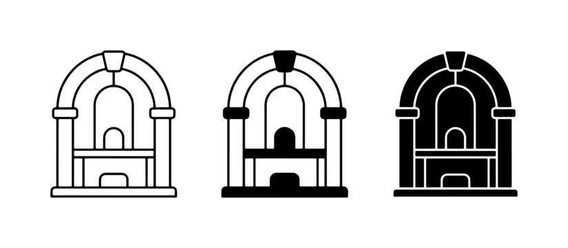 Retro Jukebox Icons, Vintage Music Player Vector Graphics, Classic Entertainment Machine Symbols