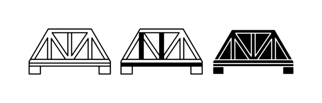 Truss Bridge Icons, Engineering Structures, Industrial Design Elements, Transportation Infrastructure