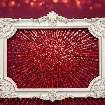 Crimson Confetti Burst: Ornate Frame Captures Festive Sparkle