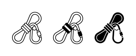 Climbing Rope and Carabiner Icons, Outdoor Adventure Gear Set, Vector Graphics © Hasan