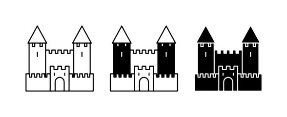 Castle Icons, Fortress Symbols, Medieval Architecture Vector Graphics, Set of 3 © Fahim