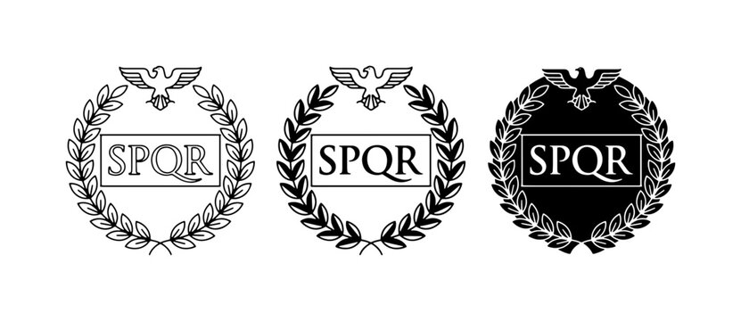 SPQR Roman Emblems, Laurel Wreaths, Eagle Crests, Ancient Rome Symbols, Vector Icons