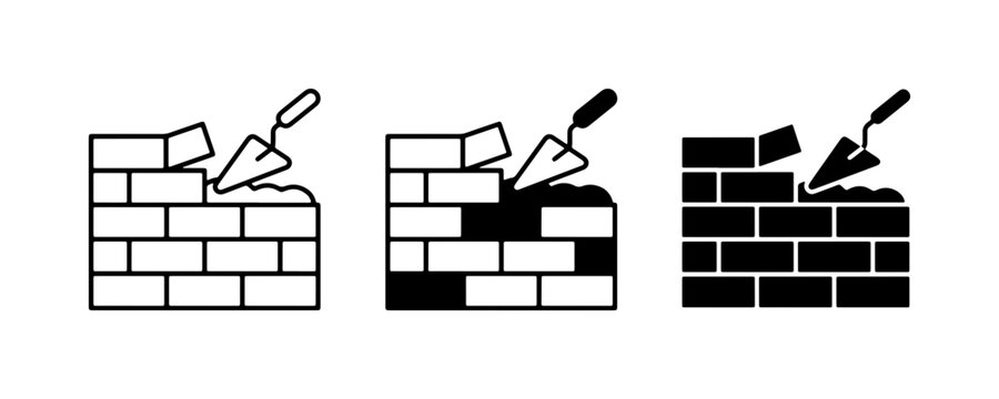 Bricklaying Icons, Construction Process, Building Materials, Masonry Tools, DIY Projects