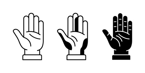 Fototapeta premium Open Hand Icons, Stop Gesture Vector Set, Human Palm Symbols, Communication Graphics