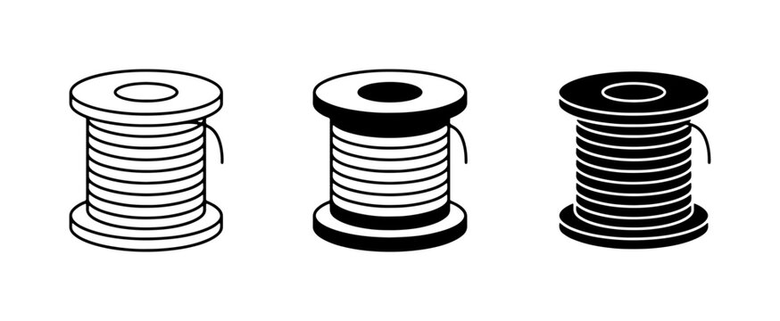 Spool Icons, Thread Bobbin Vector Graphics, Sewing Supplies Set