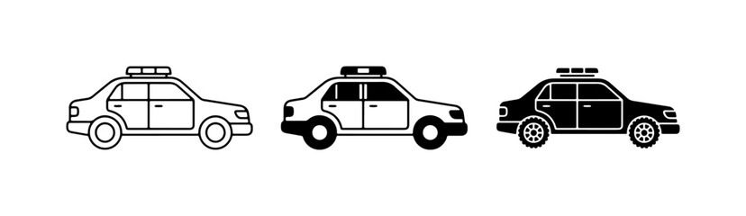 Police Car Icons, Law Enforcement Vehicles, Patrol Car Graphics, Emergency Service Vector Set © Anisul