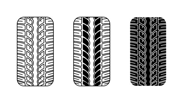 Tire Tread Vector Icons, Automotive Rubber Patterns, Vehicle Wheel Tracks, Transportation Graphics