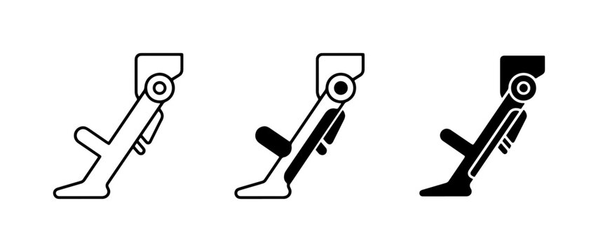 Prosthetic Leg Icons, Medical Orthopedic Limb Replacement Vector Set