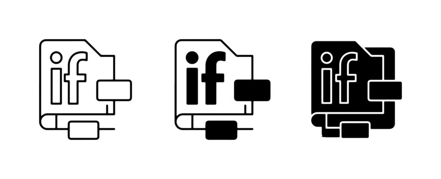 IF Logic Icons, Conditional Programming Symbols, Flowchart Elements, Decision Branching