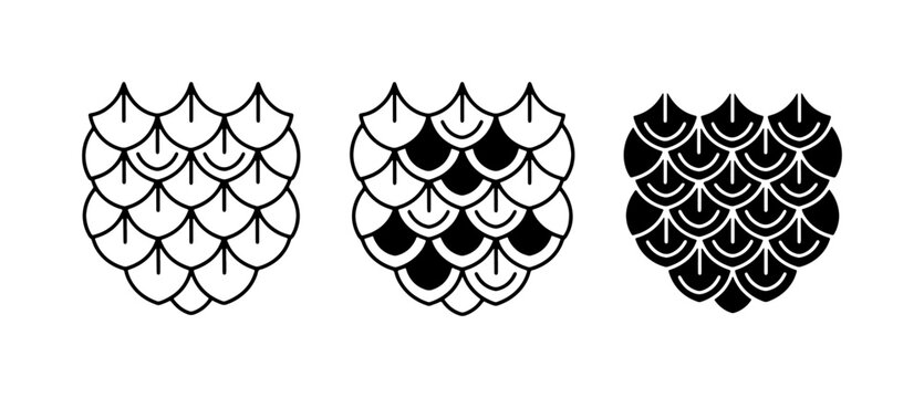 Fish Scales Icons, Reptile Skin Patterns, Dragon Scale Textures, Vector Graphics