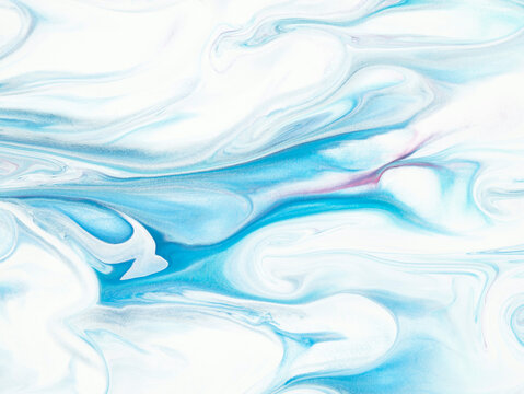 Blue marble abstract hand painted background