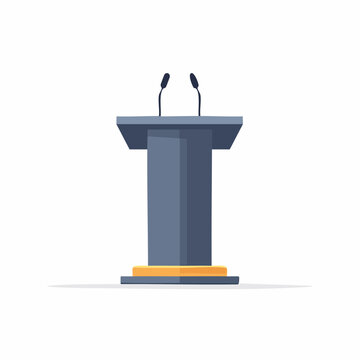 A simple illustration of a podium with two microphones on top for public speaking events