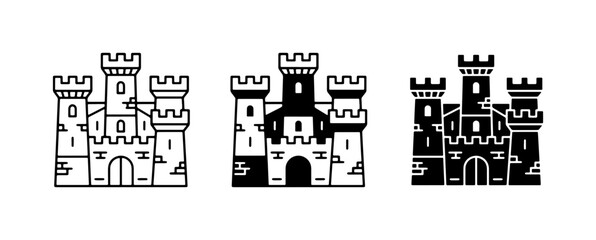 Castle Icons, Medieval Fortress Vector Graphics, Royal Palace Symbols, Fantasy Architecture Set © Yusuf