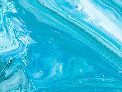 Blue abstract creative hand painted background, fluid art, marble texture, acrylic