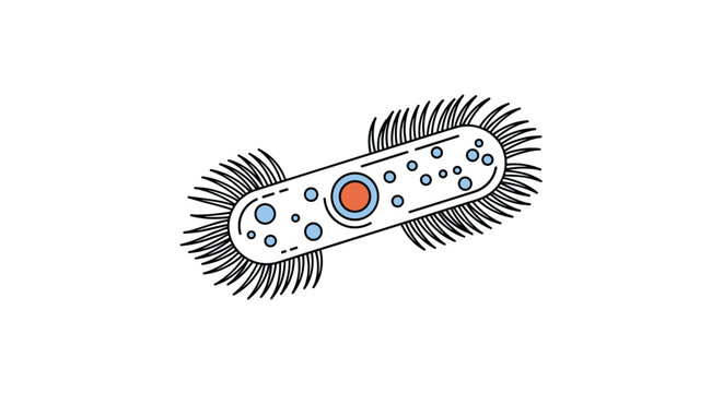 Scientific illustration of a single-cell organism with cilia and internal structures like vacuoles and a nucleus on a white background.