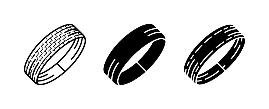 Set of Three Ring Icons, Wedding Bands, Jewelry Symbols, Minimalist Design