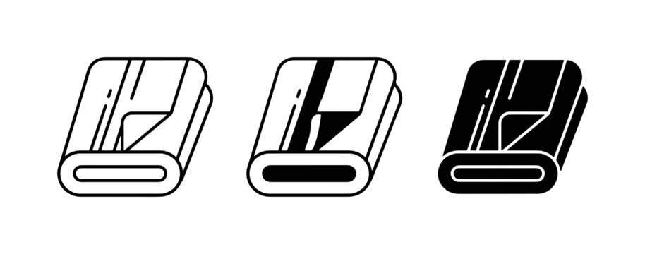 Folded Fabric Icons, Textile Swatch Samples, Clothing Material Vector Graphics