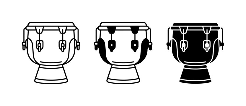 Conga Drums Vector Icons, Percussion Instrument Set, Musical Rhythm Elements
