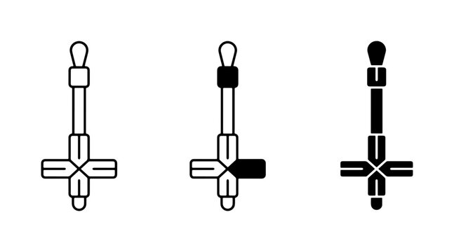 Set of Three Inverted Cross Icons, Satanic Symbols, Occult Vector Graphics, Black and White Religious Icons