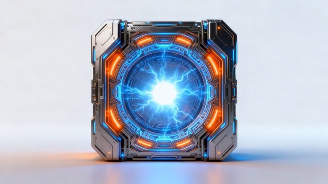Futuristic scifi portal with glowing lights