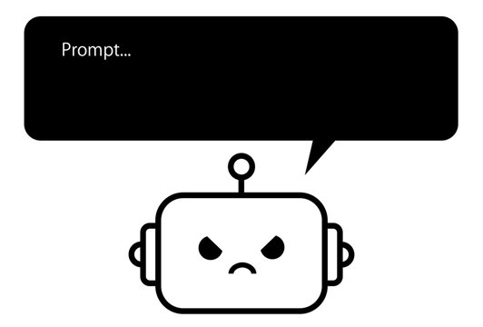 怒りロボットと吹き出し（プロンプト入力AIチャット素材）