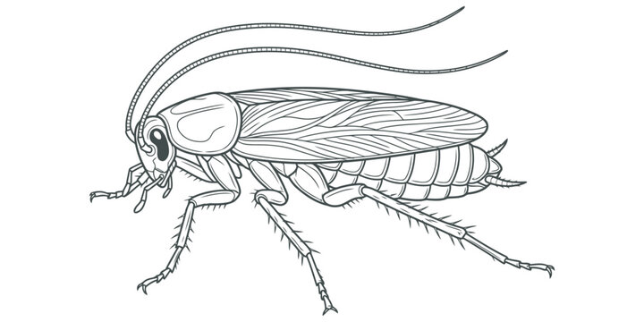 Cockroach illustration, detailed line art vector eps 10