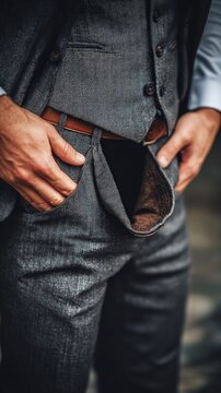 Businessman showing empty suit pockets, no money, financial hardship concept