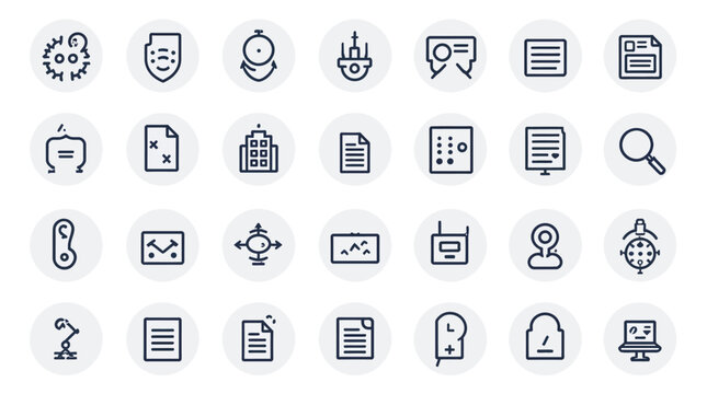 Set of Minimalist Vector Icons for Web Interface Design and Mobile App Development UI Elements on White Background