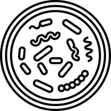 Microbiology petri dish with various bacteria shapes and forms inside