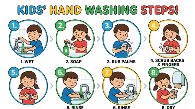 kids hand washing steps