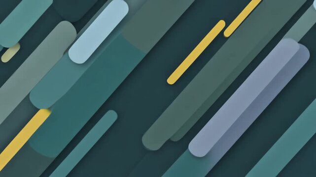 Dynamic abstract background featuring an array of overlapping rounded rectangles in shades of teal, green, blue, and yellow, creating a modern and vibrant geometric pattern with a sense of motion