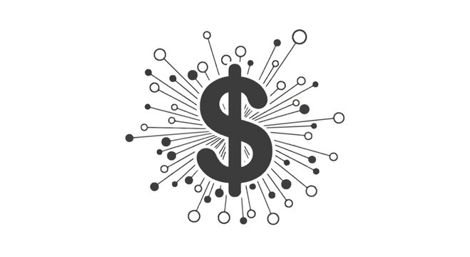 Dollar sign with abstract burst isolated on transparent background, Vector