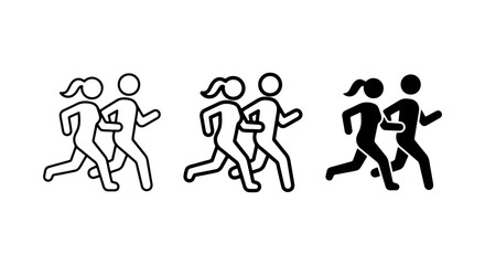 Fototapeta premium Running Couple Icons, Male and Female Jogging Figures, Fitness Activity Symbols, Diverse Pair Motion Graphics