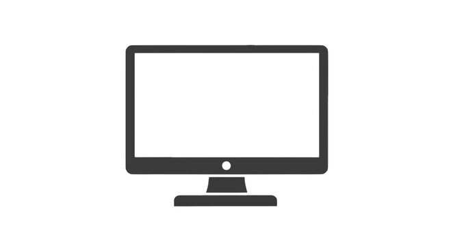 Simple black computer monitor icon isolated on transparent background, Vector
