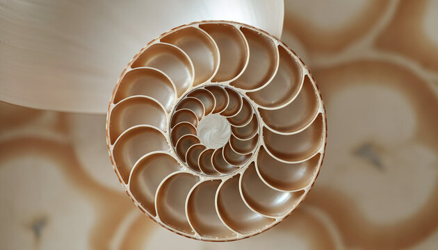 Nautilus shell cross section macro with perfect Fibonacci spiral geometry