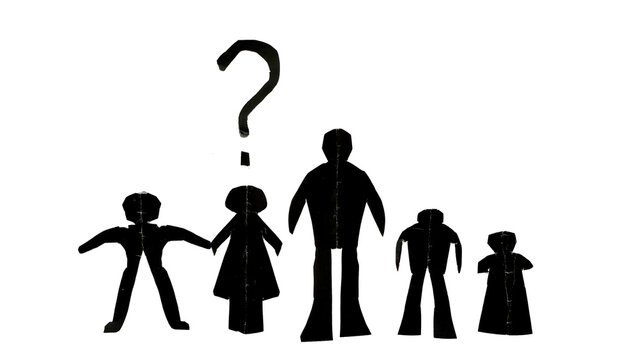 Family Silhouette Paper Cut Outs with Question Mar