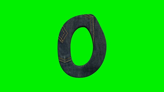 Video animation of a number with a blue denim fabric texture on a green screen background.