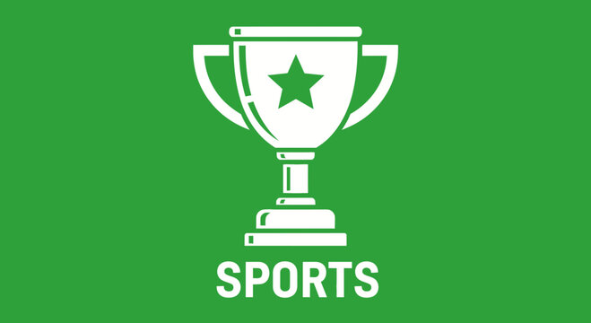 Trophy Symbol Representing Sporting Achievements Against a Green Background, Competition Winner
