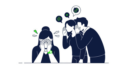 Woman Crying While Others Gossip and Spread Rumors