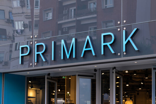 Valencia, Spain - 29 October 2025: Primark store front showcases brand sign in urban location