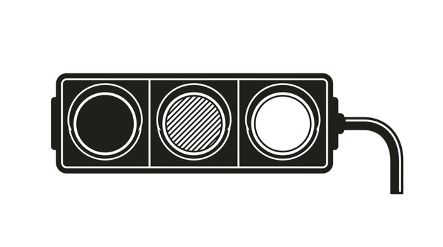 Traffic light silhouette on a white background yellow light illuminated