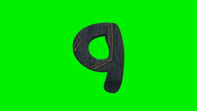 Video animation of a number with a blue denim fabric texture on a green screen background.