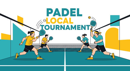 Fototapeta premium Vibrant Padel Local Tournament Illustration Depicting Intense Sporting Competition