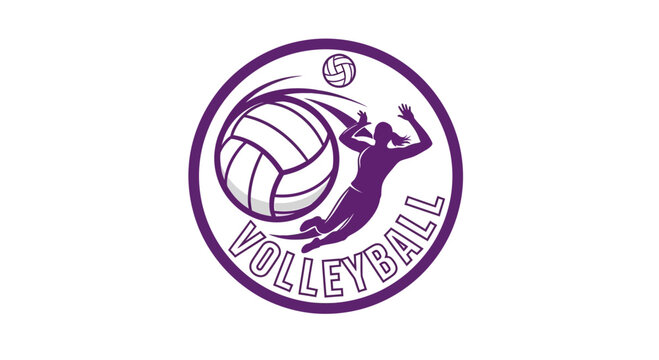 Volleyball Action Logo Depicting Athlete Spiking The Ball During The Game