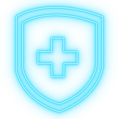 Obraz premium medical protection shield icon png transparent, transparent background healthcare shield symbol, blue medical security shield icon png design