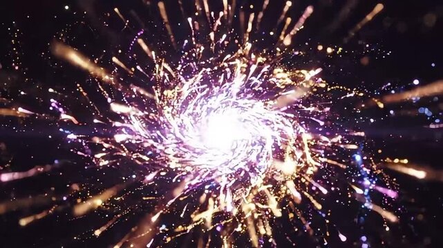 Vibrant fireworks explode in the night sky with colorful sparks